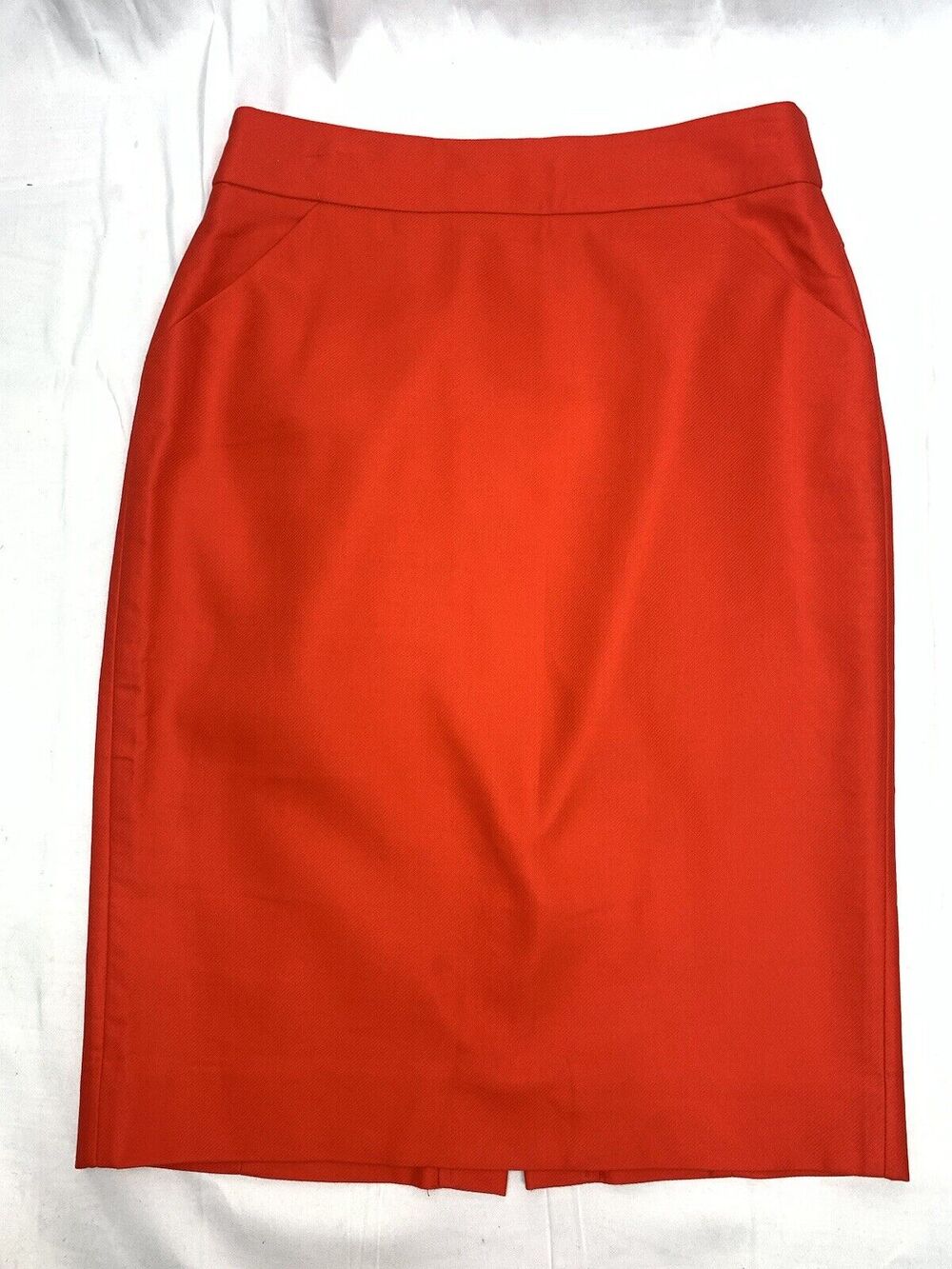 J Crew The Pencil Skirt Red Cotton Pocket Straight One Length Skirt Sz 10
